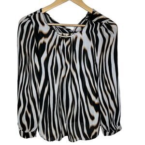 New Look Zebra Print Blouse - Black and White